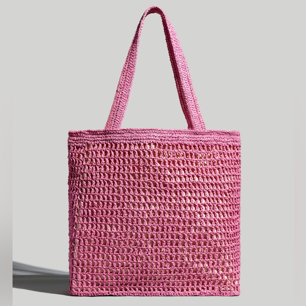 MADEWELL The Transport Retro Pink Woven Straw Carry All Shopping Shoulder Tote - Picture 11 of 11
